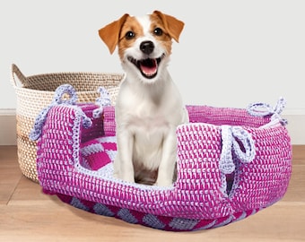 Patrón de cama de crochet para perros / Regalos de Navidad para perros pequeños / Descarga del patrón de cama de crochet tunecino Entrelac en PDF