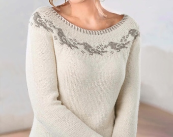 PDF Pattern Fair Isle Sweater With Songbirds | DK Knitting Pattern | Vintage Instant PDF Download