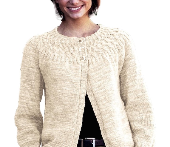 Damen Strickjacke mit Zopfmuster Lässige Jacke Vintage