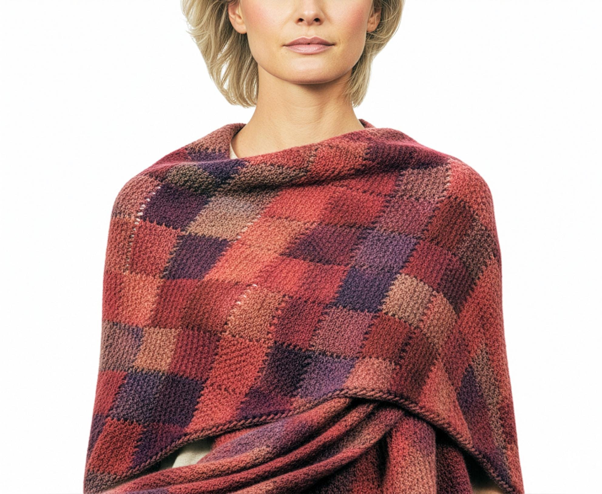 GORGEOUS Women's Ruana Cloak Crochet Pattern | Entrelac Tunisian ...