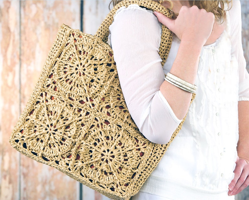 Large Raffa Bag Pattern Raffia Bag Crochet Pattern | Satchel's Bag Pattern in Raffia Yarn ...