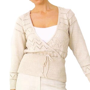 Gorgeous Wrap Cardigan Lacy Knitting Pattern | Women&#39;s Sweater Crossover Pattern Instant PDF Download