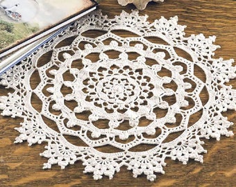 Gorgeous, Round Lace Crochet Doily Vintage Pattern | Doily Centerpiece Victorian Style, Picot Edge Doily | Instant PDF Download
