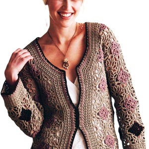 STUNNING Crochet Patchwork Cardigan Pattern S-2X | Crochet Jacket, Women's Boho Tops | Granny Square Cardigan Pattern PDF Download