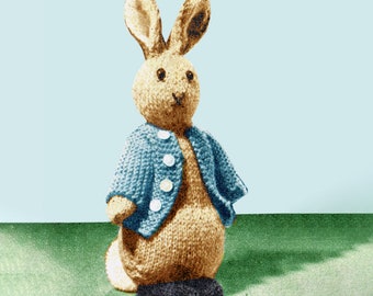 Peter Rabbit Bunny Plush. Cutest Bunny Rabbit Knitting Pattern PDF Download. Soft Bunny Toys. Rabbit Baby Toy.