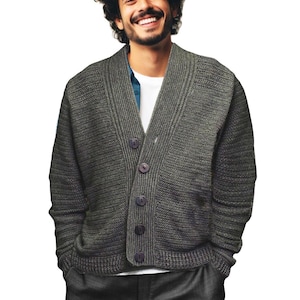 PDF-Muster häkeln Cardigan für Männer S-3X | Herren Jacke Vintage Häkelanleitung PDF-Download
