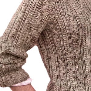 Suéter de punto trenzado para mujer / Patrón de tejido de jersey de cuello barco (tallas S a 2X) / Top informal y sencillo / Descarga en PDF