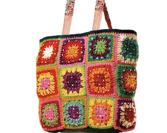 Big, Colorful Bag, Granny Square Pattern | Crochet Pattern Boho Bag, Tote | Digital Download