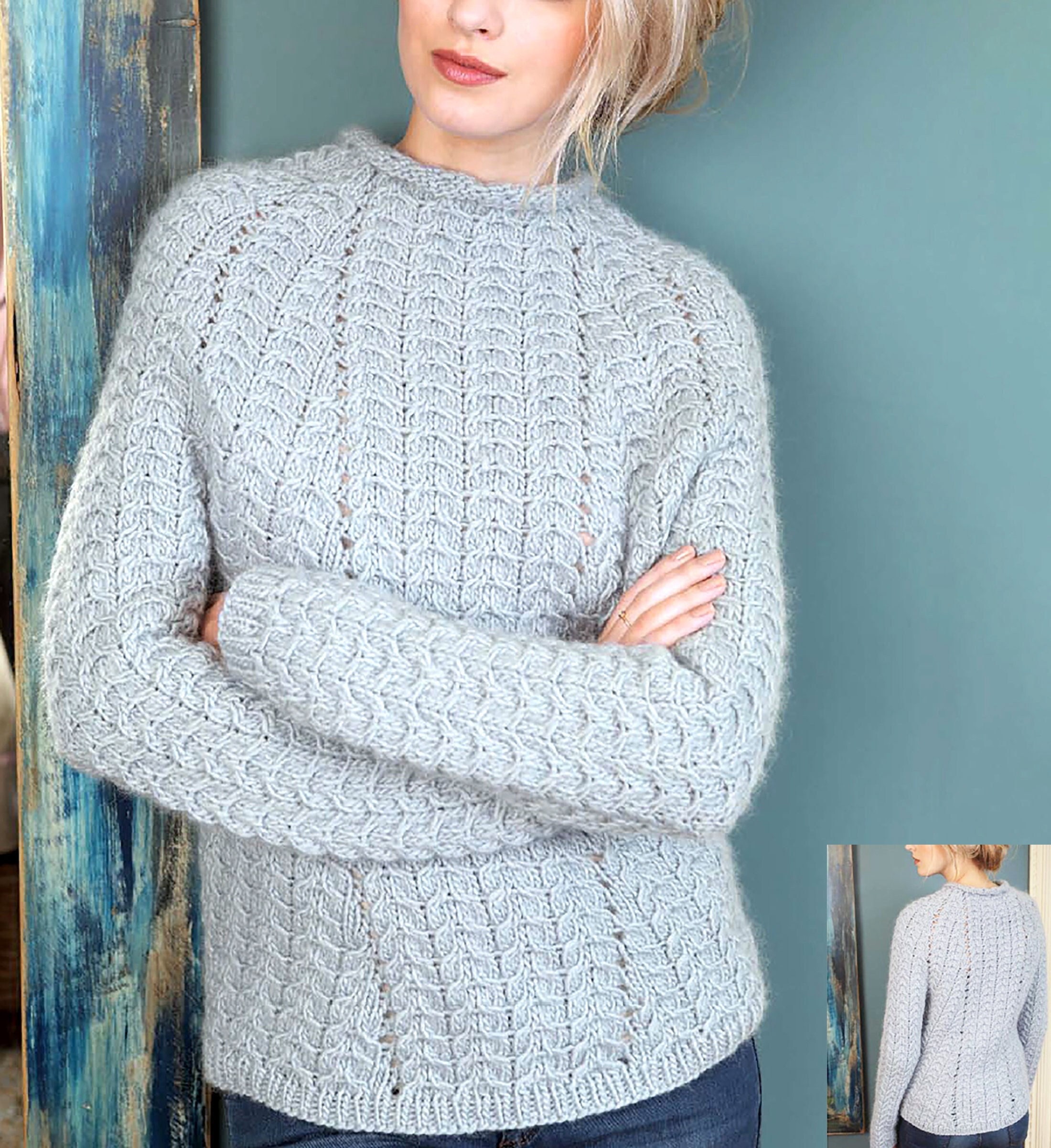 Women's Rolled Neck Sweater | Chunky Knitting Pattern