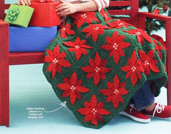 Vintage Christmas Blanket PDF Pattern Granny Square | Easy XMAS Crochet Pattern Afghan Throw | Holiday Decor