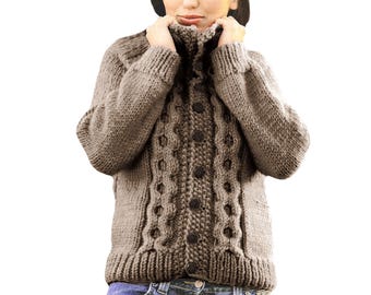 Women's Jacket | Easy Knitting Pattern, Bulky Yarn  | Vintage Coatigan XS-XXL Pattern Instant PDF Download
