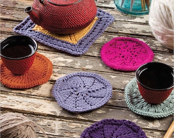 Coaster Pattern | Knitting Pattern Trivet & Coaster Set | Tea Coffee Coasters | Instant PDF Download