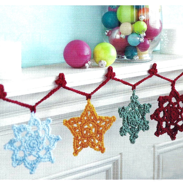 Snowflakes' Garland Christmas Easy Crochet Pattern | Xmas Decor PDF Pattern Instant Download