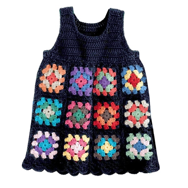 Girls Crochet Top Granny Square Pattern | Instant PDF Download Easy Crochet Pattern Top or Dress 2-8 Y.