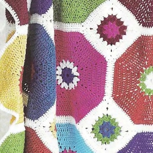 Easy Crochet Pattern Granny Square Blanket Throw | Colorful Gorgeous Afghan Pattern Beginner Friendly Instant Download