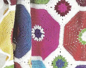 Easy Crochet Pattern Granny Square Blanket Throw | Colorful Gorgeous Afghan Pattern Beginner Friendly Instant Download