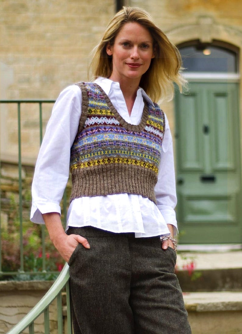 Fair Isle Tank Top | Crop Vest | Women's Tops Knitting Pattern Instant ...