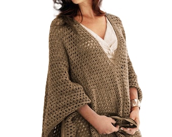 Einfache Häkelanleitung für Poncho Häkeldecke, Spitzennetz gehäkelt | Weiche Damen Wraps, Tops | PDF-Download