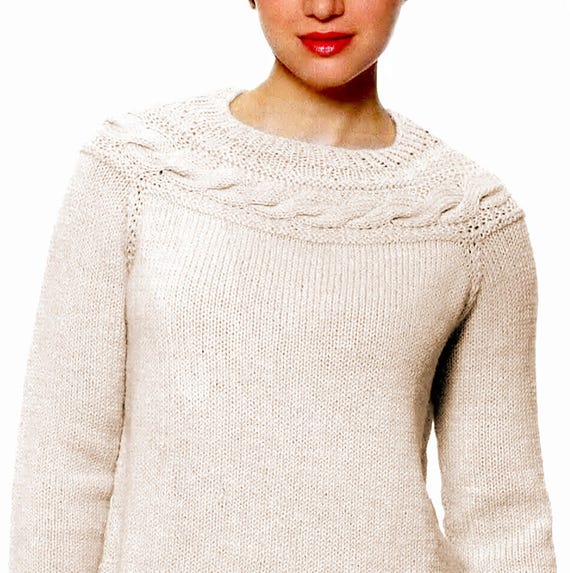 Damen Pullover Muster Klassisch Gemusterte Passe Raglan Ärmel