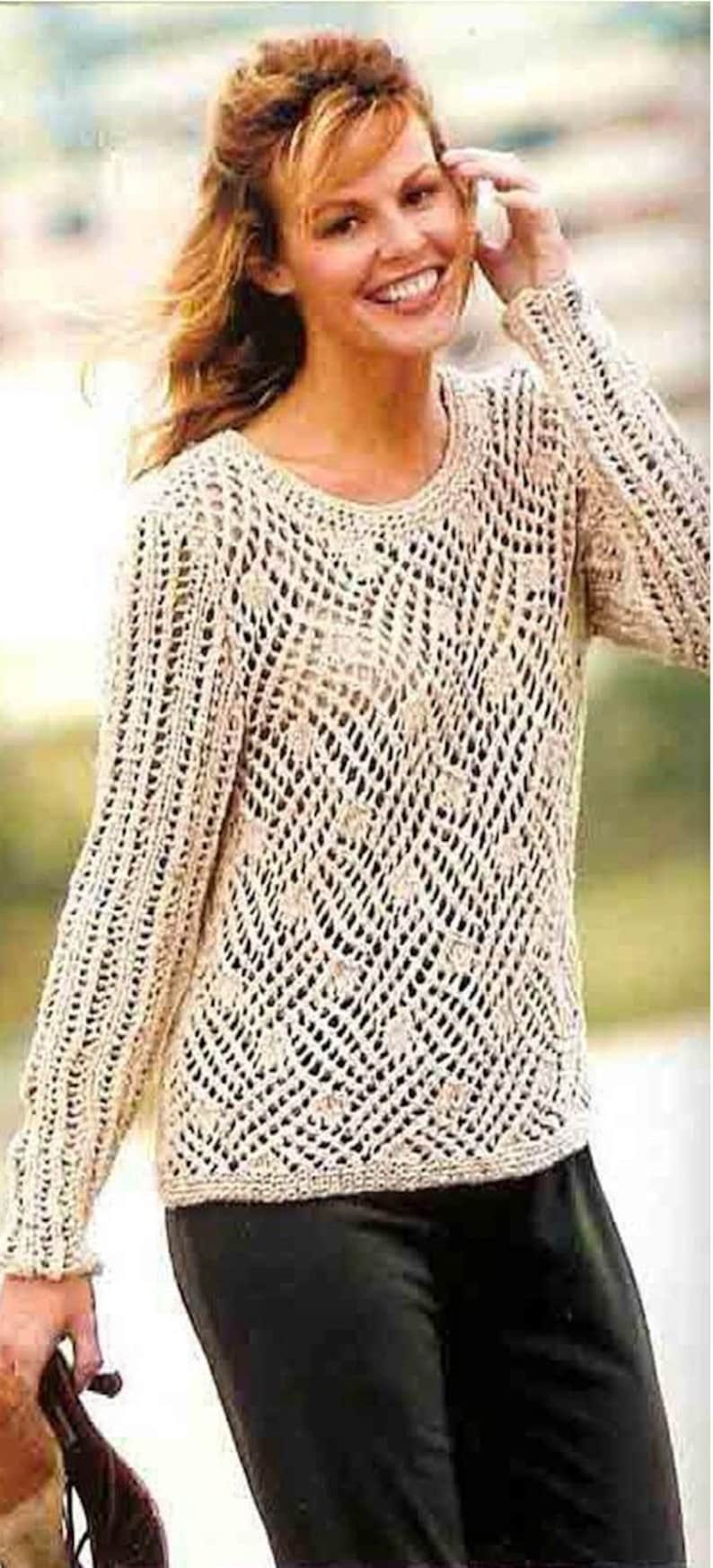 Gorgeous Lace Knit Sweater Spring & Summer Tee | Vintage Knitting Pattern | Women's Tops | PDF Download image 3