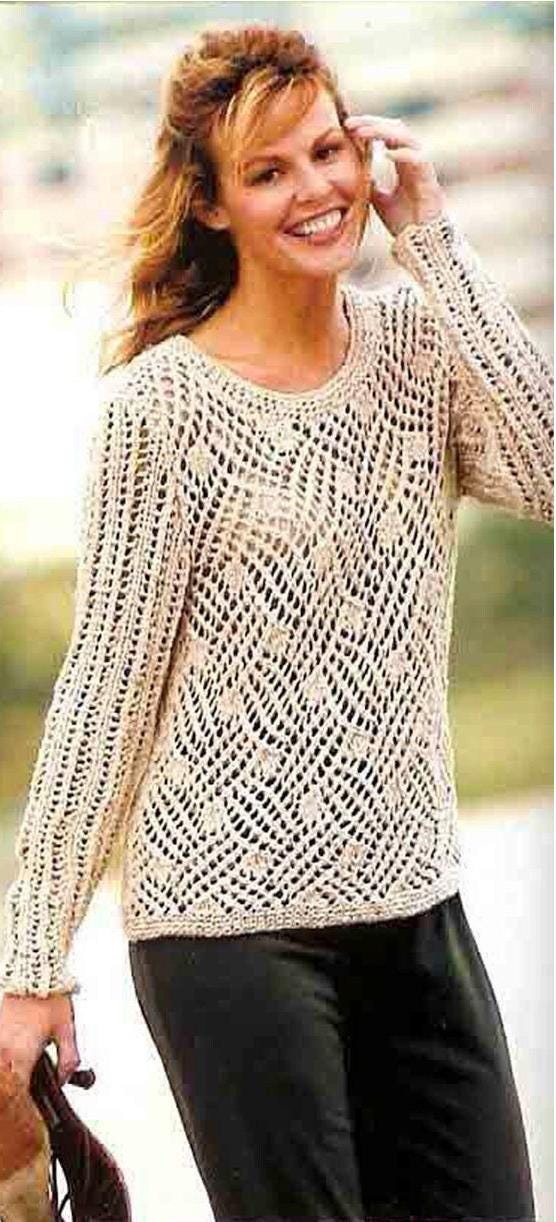 Gorgeous Lace Knit Sweater Spring & Summer Tee | Vintage Knitting