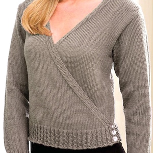 Lovely Wraparound Sweater Knitting Pattern | Crossover Women's Top Ballet Style S-XXL | Instant PDF Download