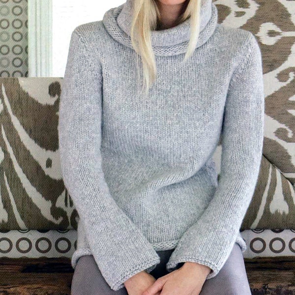 PDF Pattern Elegant Turtleneck Sweater | Minimalist Simple Knit Sweater Pattern Instant Download