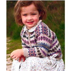 Fair Isle CARDIGAN Pattern Girls 1-7 Yrs Instant PDF Download | Fair Isle Sweater | Shetland's Cardigan Pattern Kids |