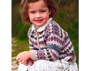 Fair Isle CARDIGAN Pattern Girls 1-7 Yrs Instant PDF Download | Fair Isle Sweater | Shetland's Cardigan Pattern Kids |