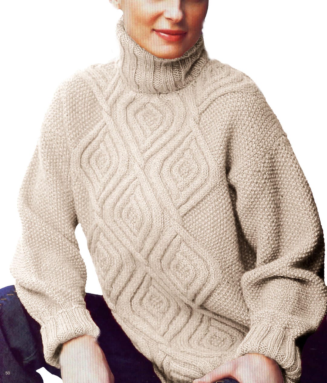 Women's Turtleneck Sweater Knitting Pattern | Cable Knit Jumper Pattern ...