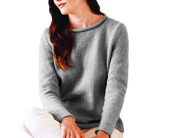 Suéter sencillo de cuello alto para mujer / Patrón de tejido fácil Dk Yarn / Patrón básico para principiantes en PDF