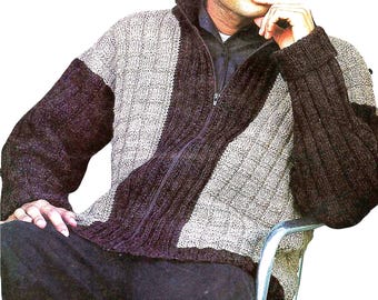 PDF Pattern Men's Cardigan | DK Yarn Zip Up Jacket Knitting Pattern PDF Download