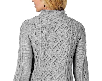 Women&#39;s Sweater Pattern DK Yarn | Aran Knitting Patterns | Classic Irish Cable Knit Pullover Instant PDF Download