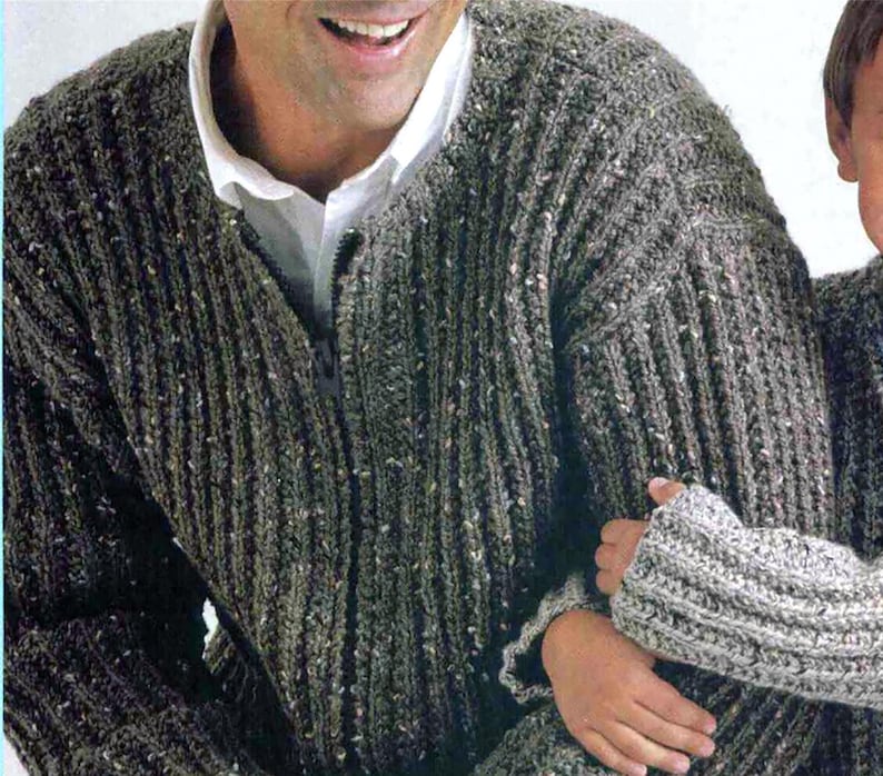 Father Son Pattern Father & Son Jackets, Zip up Fisherman Rib Cardigans | Vintage Men and ...