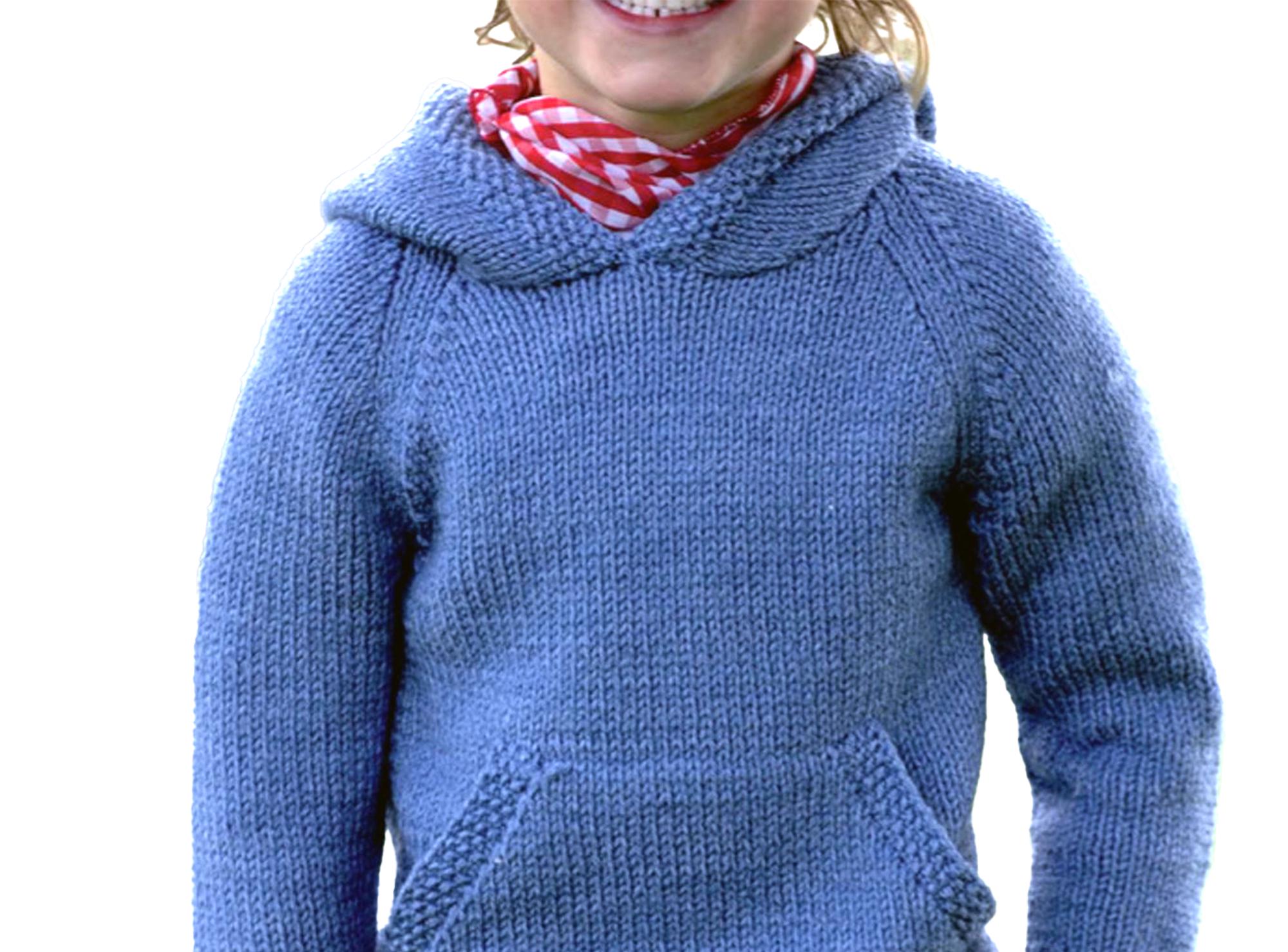 Kids Hooded Sweater Easy Knitting Pattern in Aran Yarn | Boys 