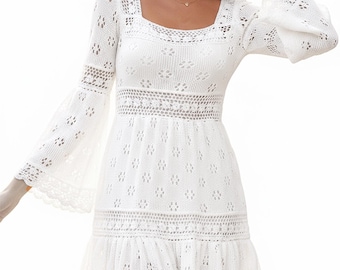 knitted summer dress flounced Amiko Summer Green Pleated Knitted Draped Flounce Midi Dress With Mock Neck  Women Summer Dress