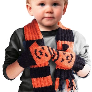 Pumpkin Scarf & Mittens Toddlers&#39; Halloween Knitting Pattern PDF Download