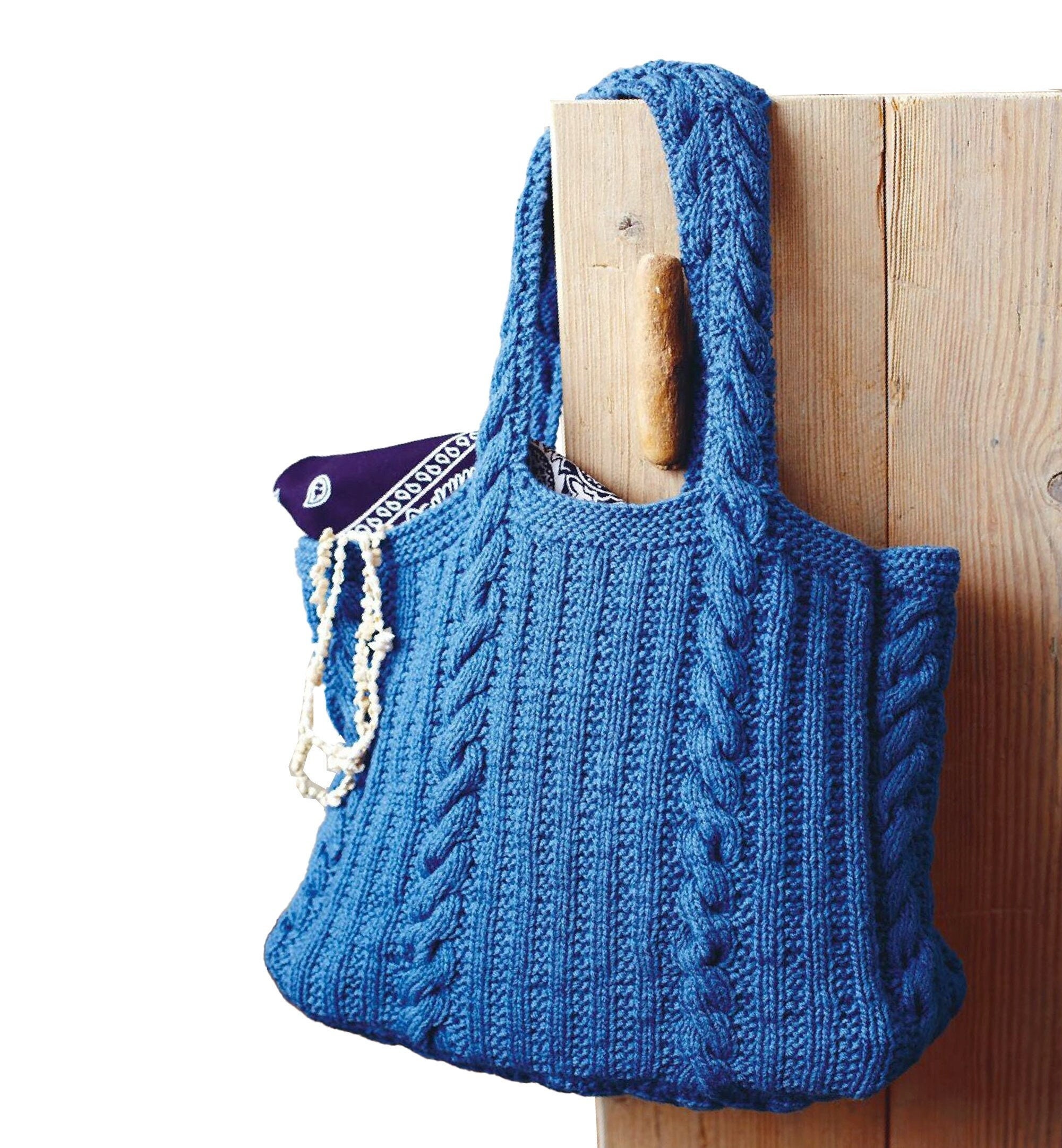 Women's Knitted Tote Bag Pattern Cables & Rib | Easy Women's Knitted Tote Bag Pattern Cables & Rib | Easy