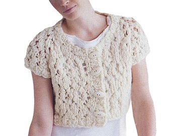 Gorgeous Raglan Cardigan Women's Pattern | Loose Crop Top | Vintage Knitting Pattern Bulky Yarn | Instant PDF Download