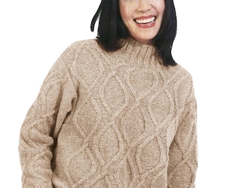 Oversized Pullover Chunky Yarn Damen Top | Damen Aran Strickmuster PDF Download
