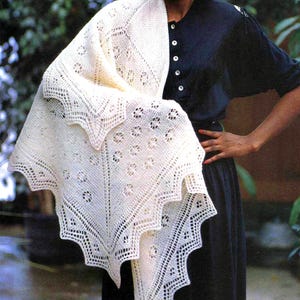 Classic Shetland Shawl Wrap Lace Knitting Pattern  | Vintage Instant PDF Download