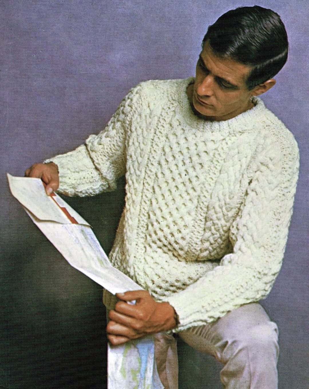 Vintage Aran Sweater PDF Pattern Men's Aran Knitting - Etsy