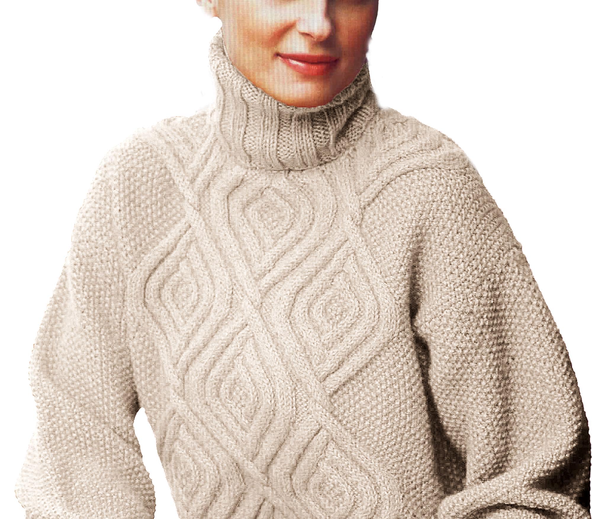 Women's Turtleneck Sweater Knitting Pattern | Cable Knit Jumper Pattern ...