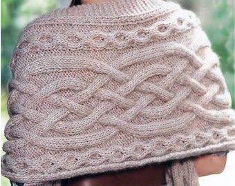 Breiter Aran Schal Strickmuster | Keltische Braid Wrap Schal PDF Muster Sofortiger digitaler Download | Vintage Zopfmuster