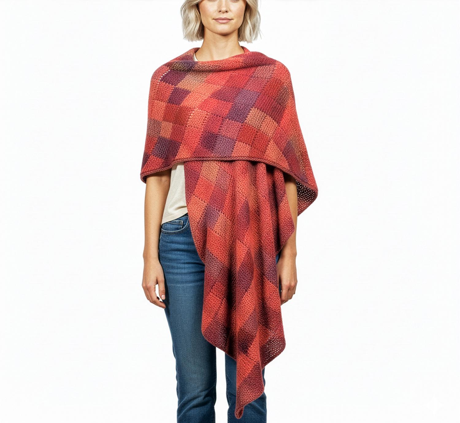 GORGEOUS Women's Ruana Cloak Crochet Pattern | Entrelac Tunisian ...