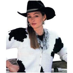 Cowgirl Sweater Knitting Pattern | 90s Fun, Easy Jacquard Pattern | Women's Tops, Cardigans | Instant PDF Download