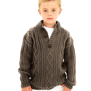 Modello per maglione Aran per bambini dai 2 agli 11 anni / Modello tradizionale irlandese per maglia da pescatore per bambini con filato DK / Download PDF