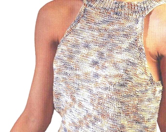 Easy Knitting Pattern Neck Halter Top | Women's Tank Tops, Tees Beginner's Patterns Instant PDF Download