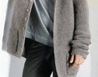 Cardigan Grobstrick Pullover Oversize Herren Lockerer Hoodie - Main Image