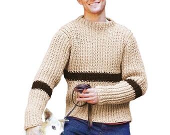 Modello per maglione da uomo all'uncinetto, taglie dalla S alla 2XL / Maglione casual con collo a imbuto / Comodo top all'uncinetto / Download PDF immediato